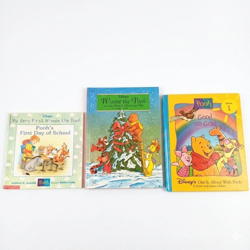 Winnie the Pooh 3 Book Set Disney Pop Up First Day School Christmas Good‎ Gold